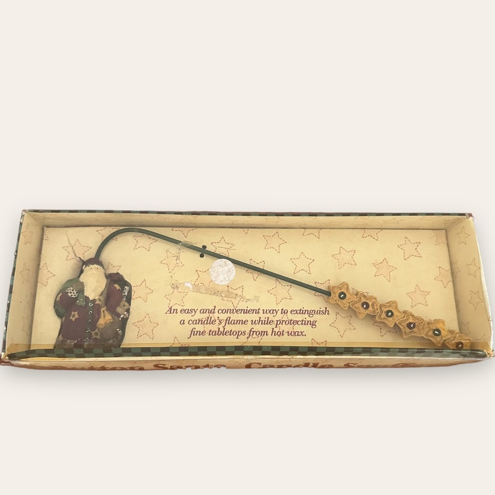 Debbie Mumm Button Santa Claus Candle Snuffer Stars Handle Christmas Vintage NIB